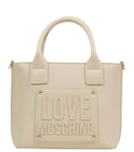 Beige Logo Top Zip Small Tote 1