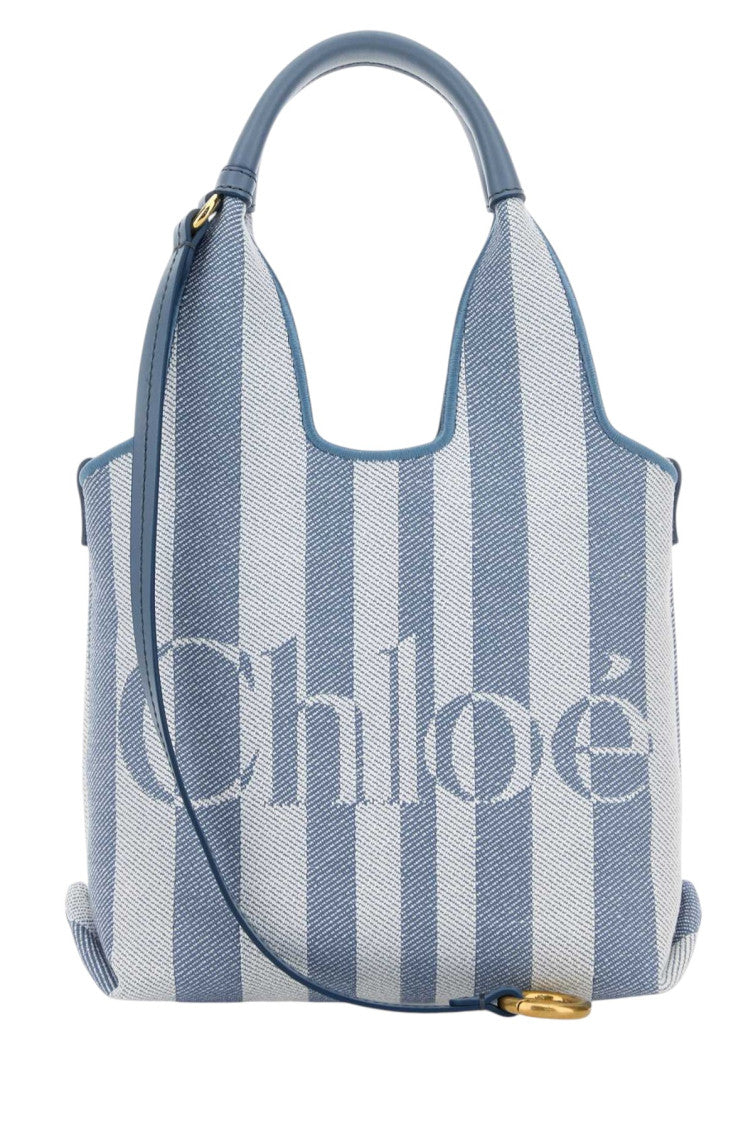 Light Blue Stripy Mini Tote 1