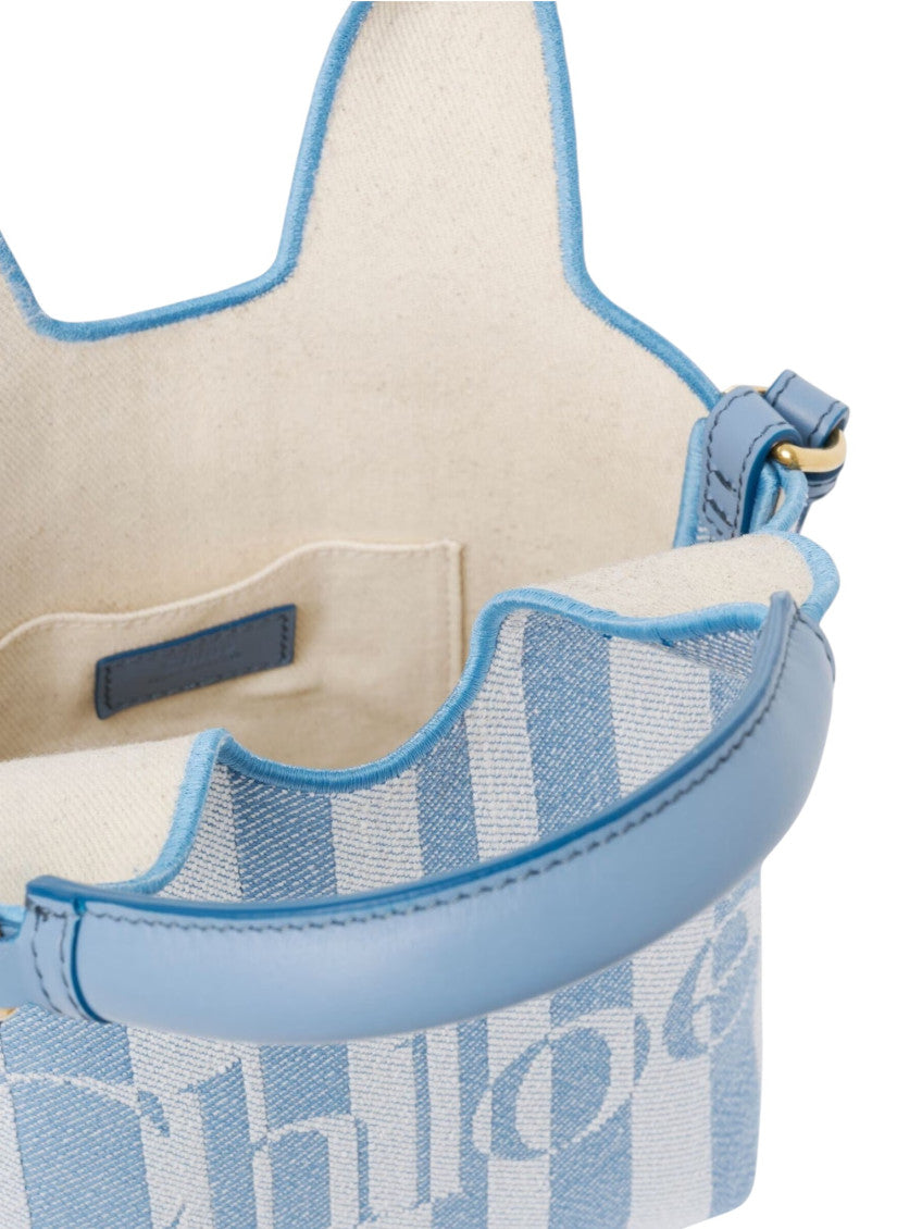 Light Blue Stripy Mini Tote 4