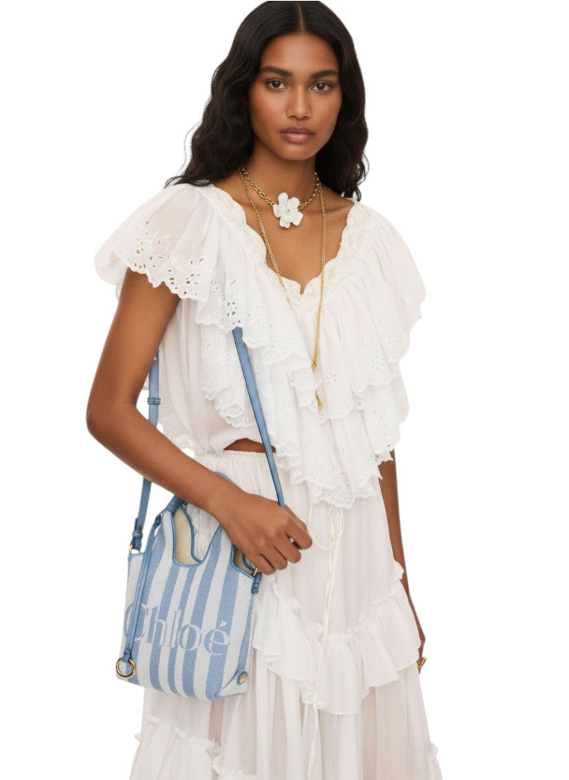 Light Blue Stripy Mini Tote 5