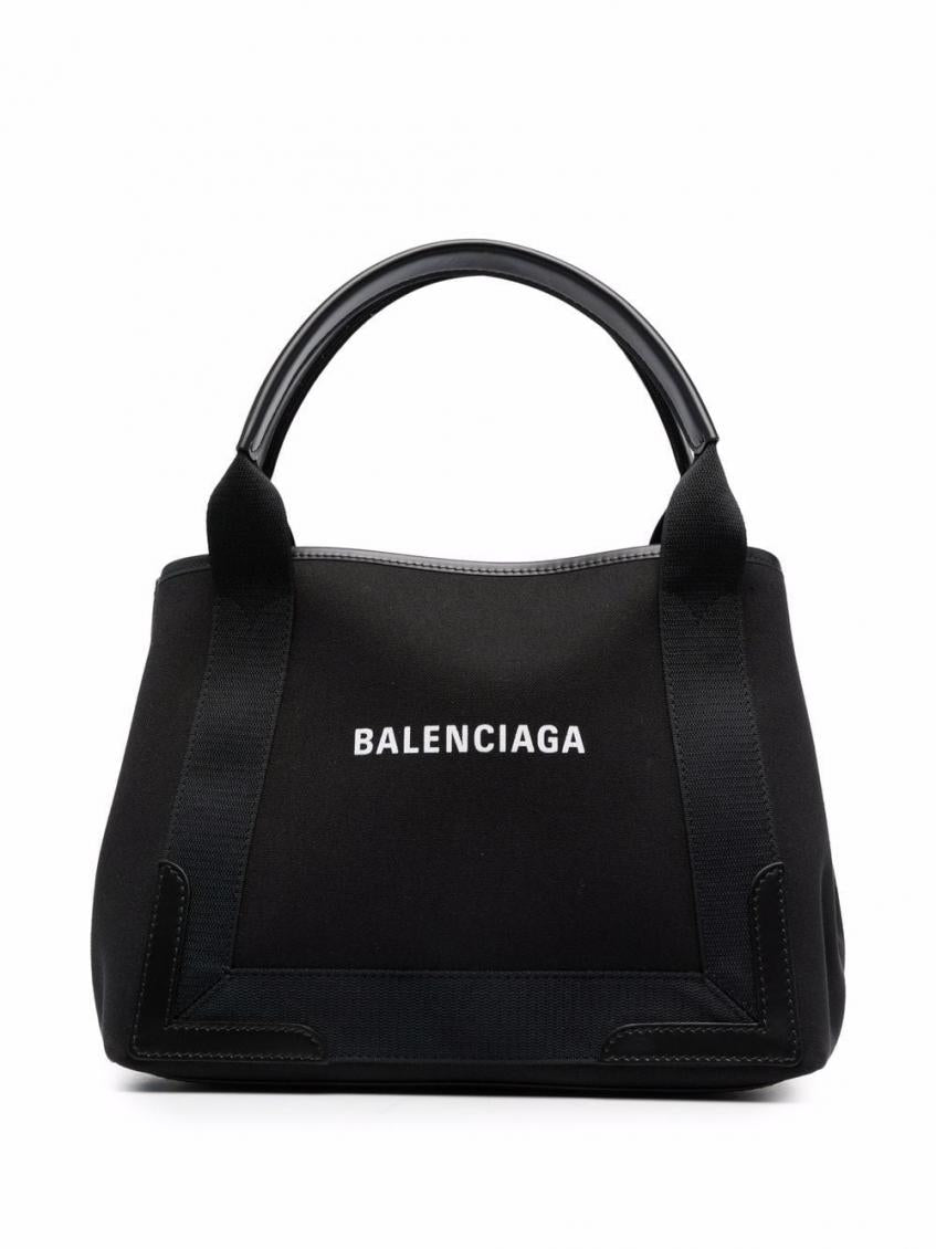 Black Navy Cabas small canvas tote bag 1