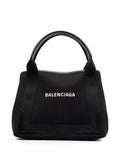 Black Navy Cabas small canvas tote bag 1