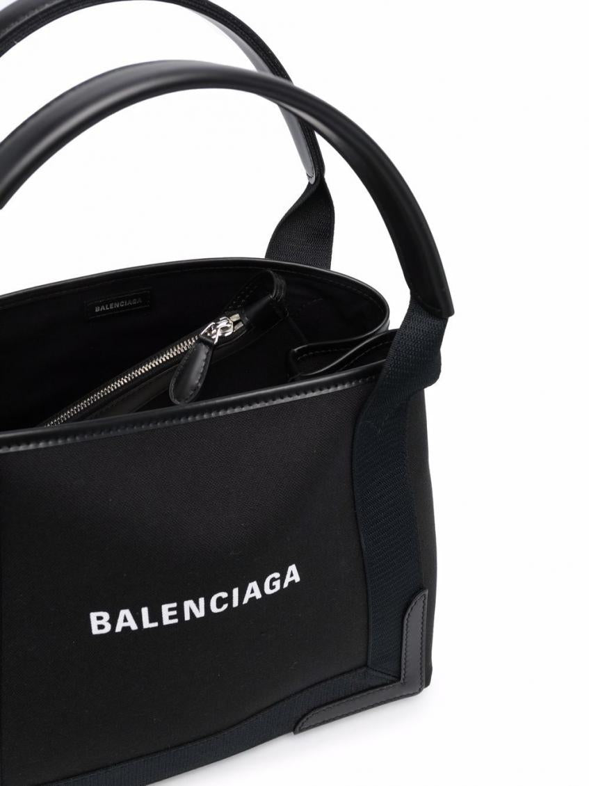 Black Navy Cabas small canvas tote bag 5