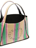 Stella Logo striped raffia tote bag 1