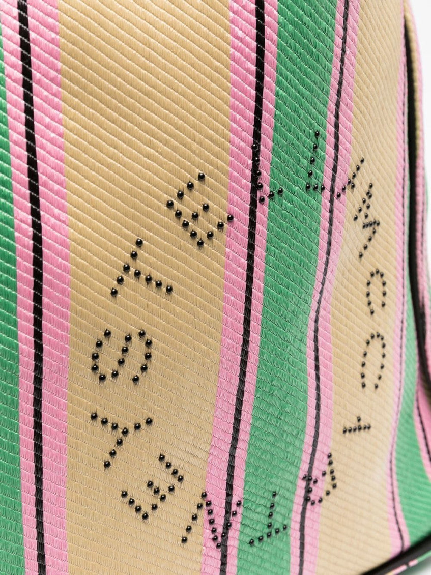 Stella Logo striped raffia tote bag 3