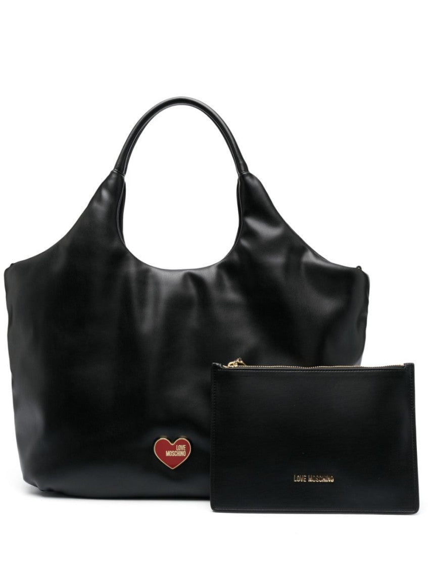 Black Heart Logo Top Zip Large Tote 1