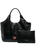 Black Heart Logo Top Zip Large Tote 1