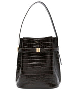 Dark Brown Belted Bucket Bag 1