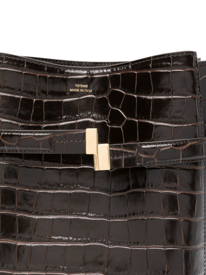 Dark Brown Belted Bucket Bag 2