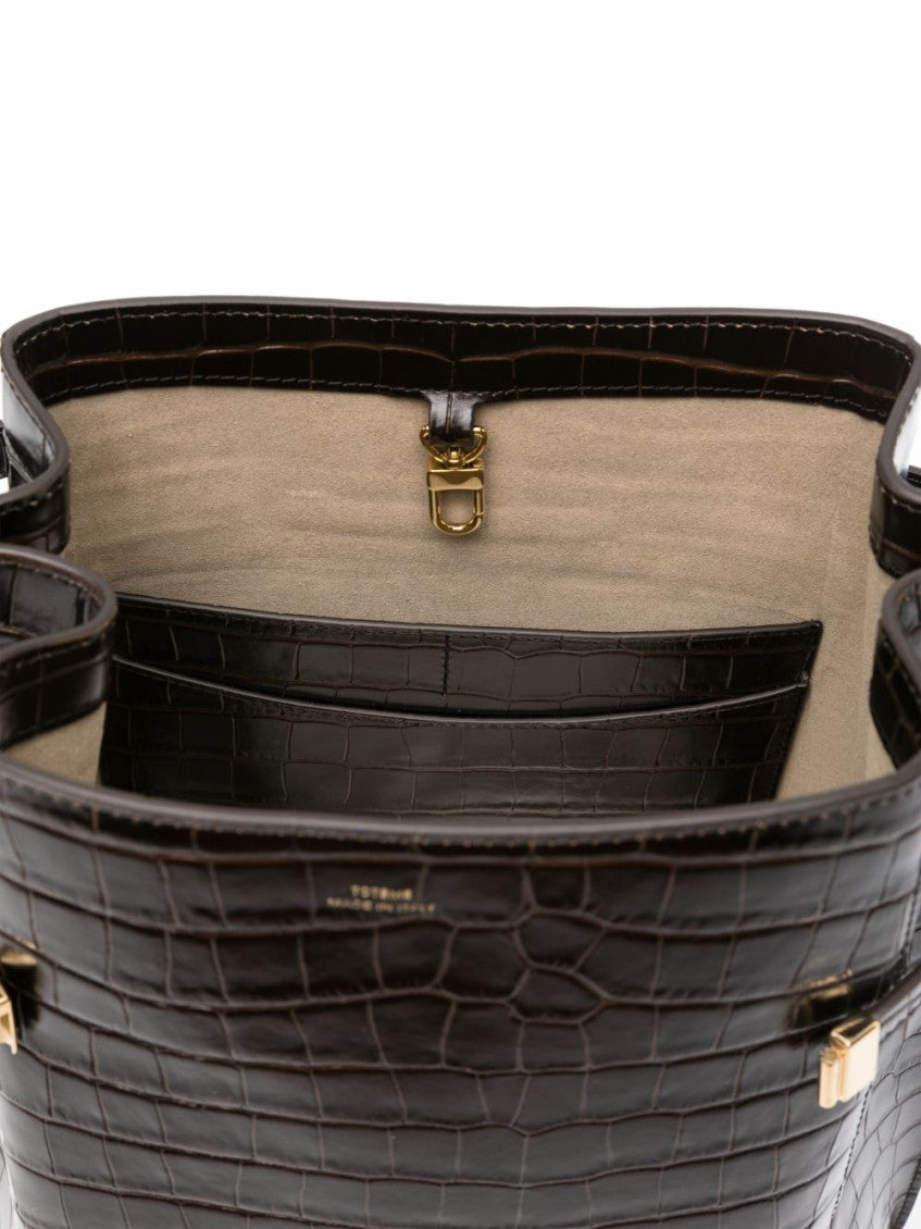 Dark Brown Belted Bucket Bag 3