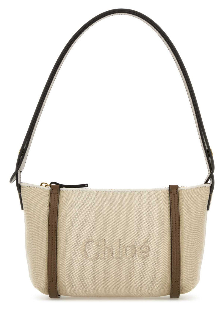 Beige logo-jacquard shoulder bag 1