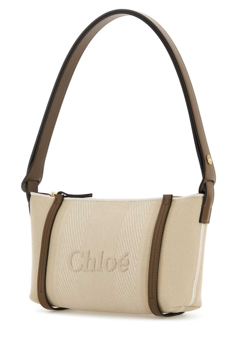 Beige logo-jacquard shoulder bag 2