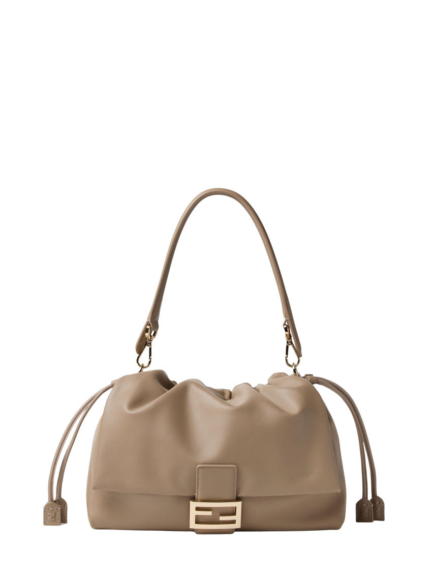 Beige Logo Large Shoulder Bag 1