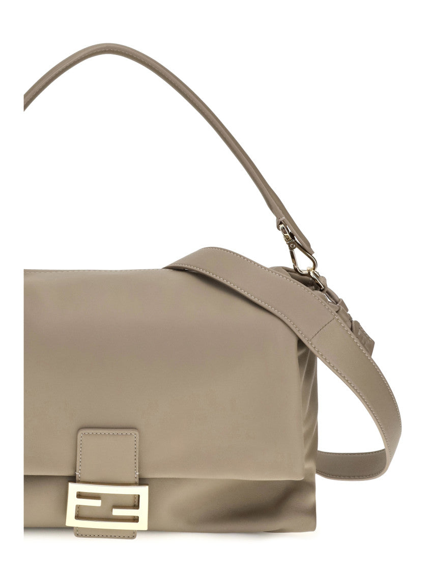 Beige Logo Large Shoulder Bag 5