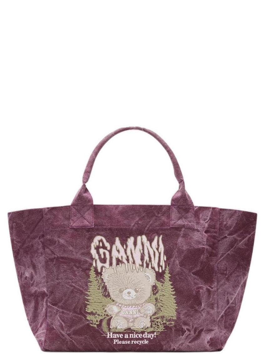 Maroon Forest Teddy Medium Tote 1
