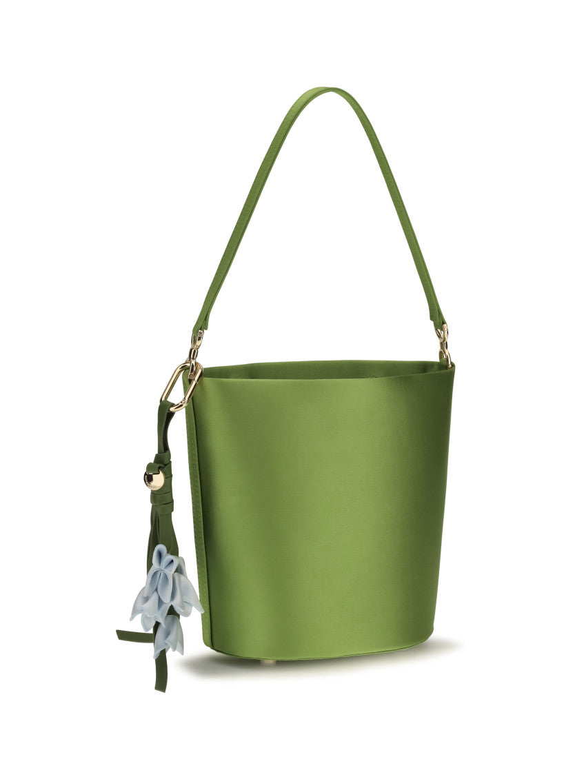 Green Floral Charm Mini Bucket Bag 2