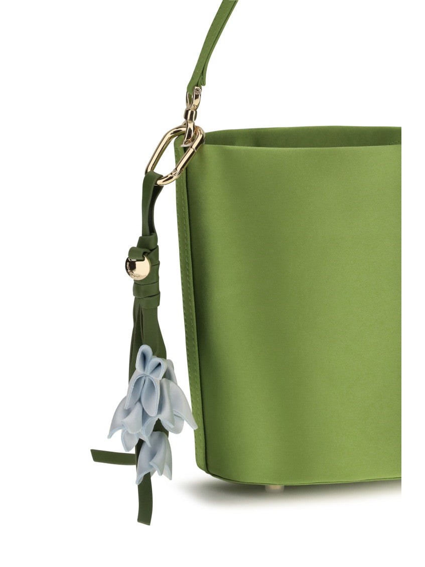 Green Floral Charm Mini Bucket Bag 4