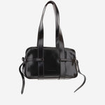 Dark Brown Glossy Leather Shoulder Bag 1