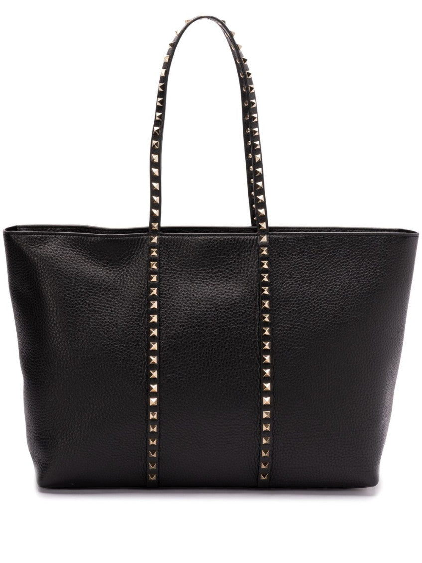 Black Rockstud Top Zip Medium Tote 1