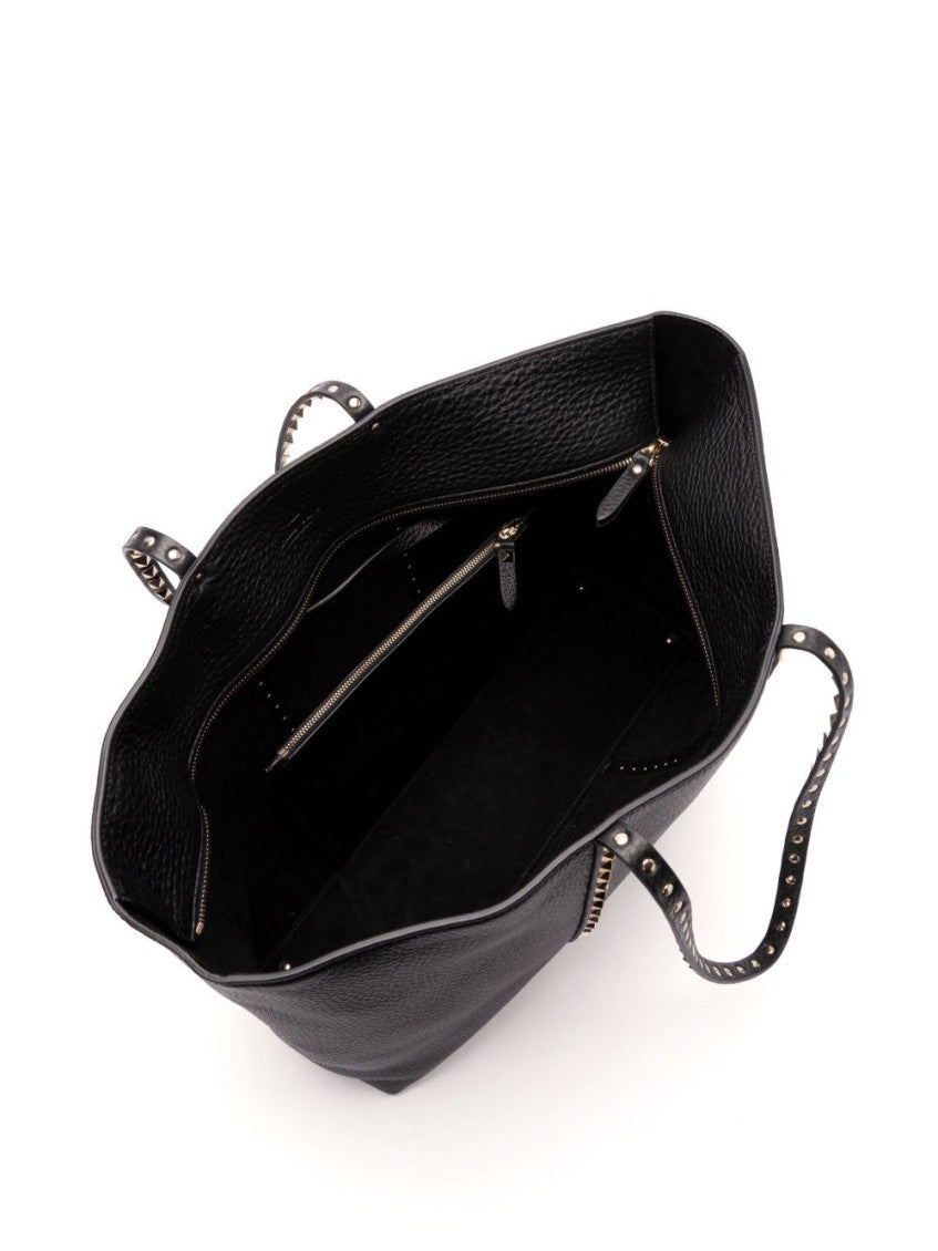 Black Rockstud Top Zip Medium Tote 2