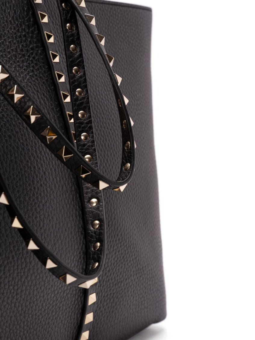 Black Rockstud Top Zip Medium Tote 4