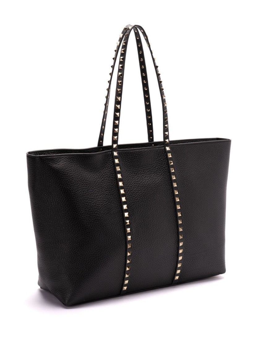 Black Rockstud Top Zip Medium Tote 5