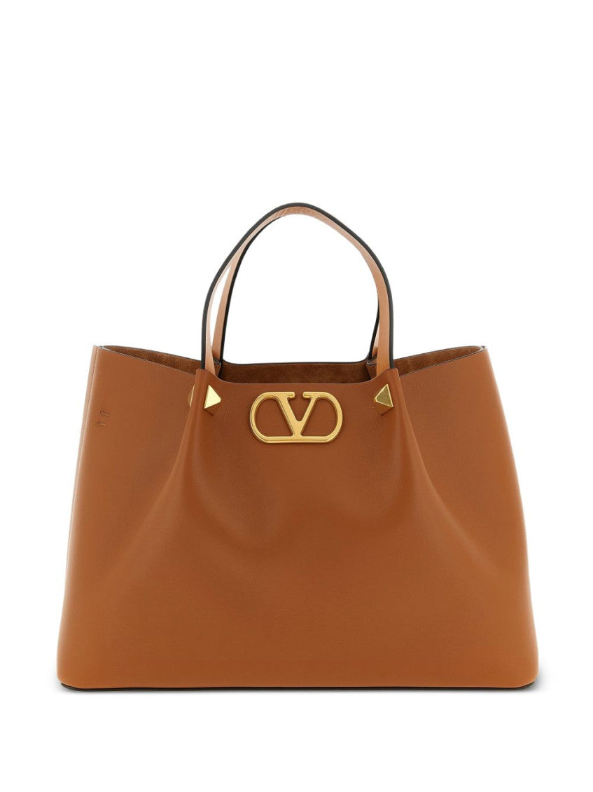 Brown VLogo Medium Tote 1