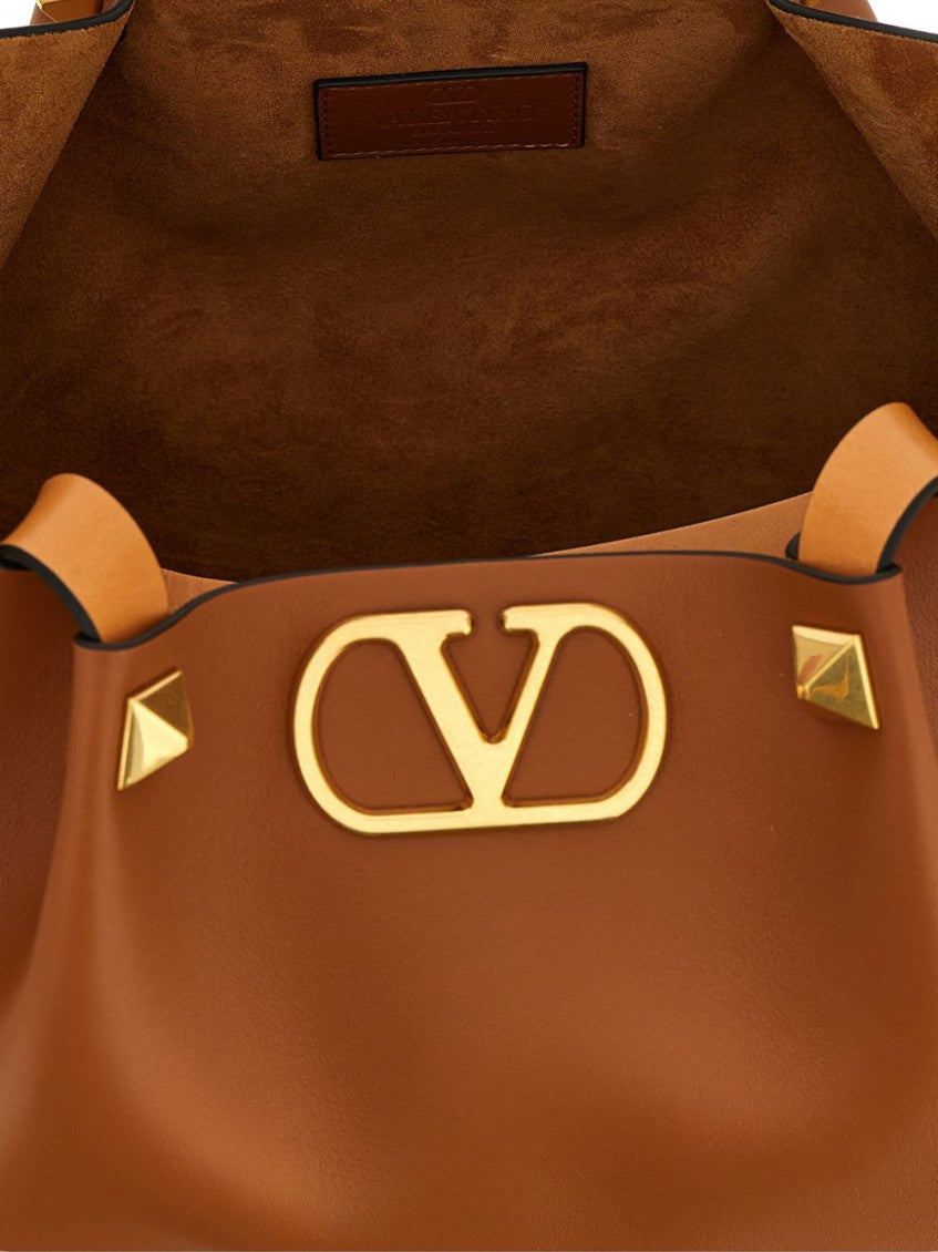 Brown VLogo Medium Tote 2