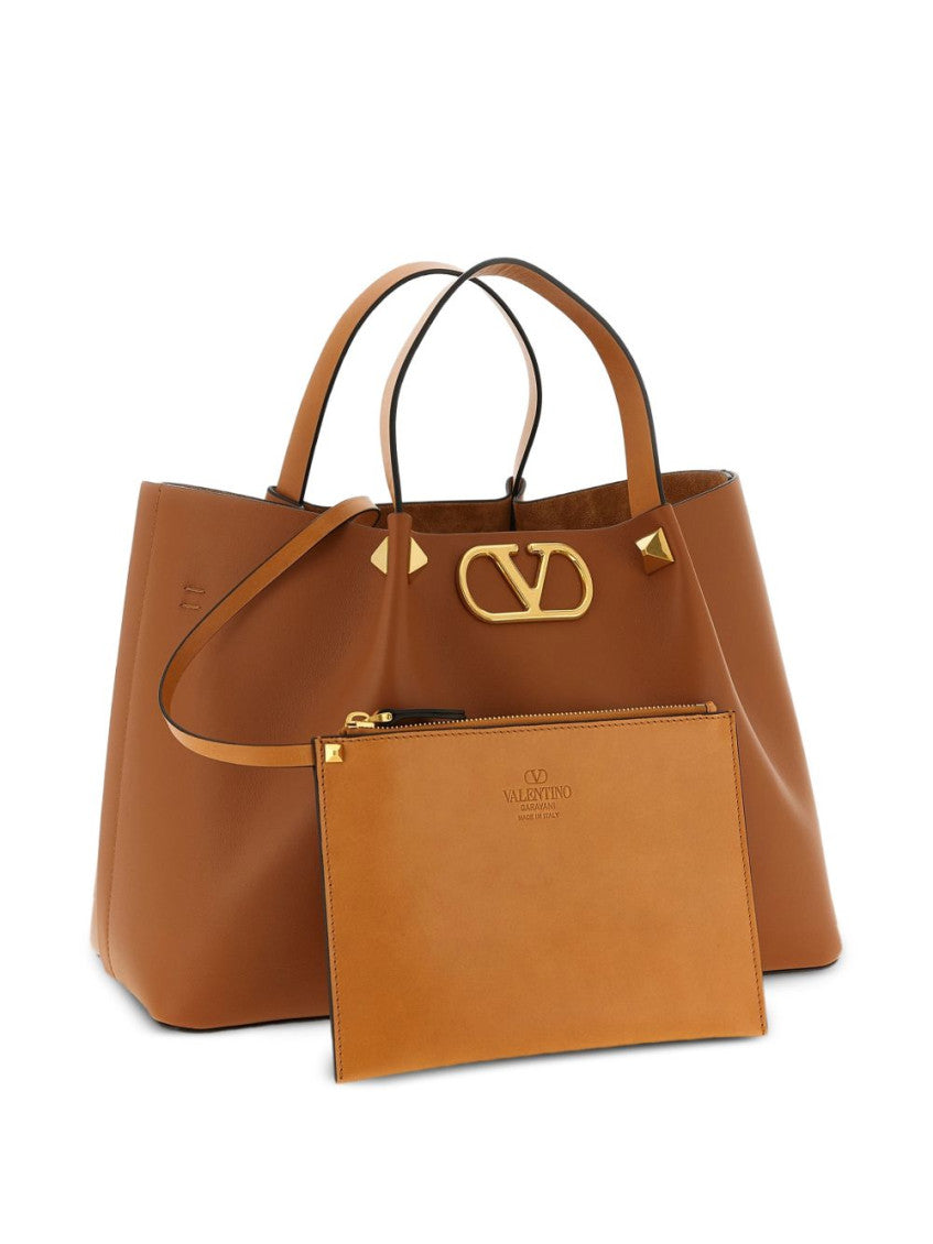 Brown VLogo Medium Tote 4