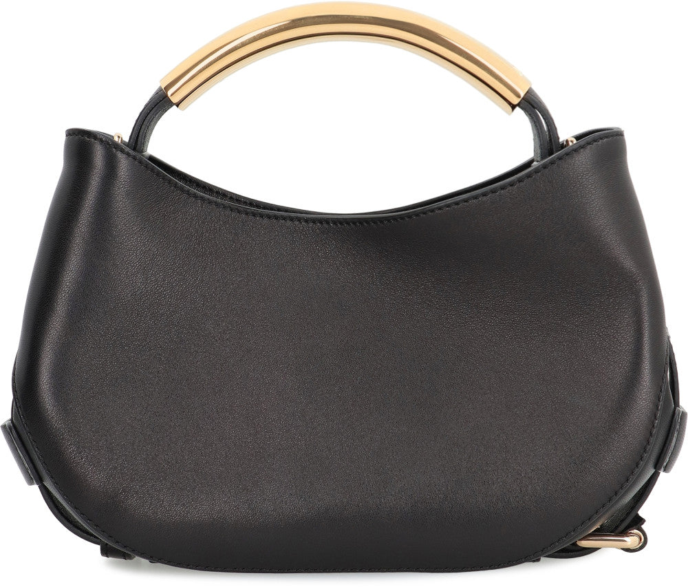 Black Curved-Handle Medium Satchel 2