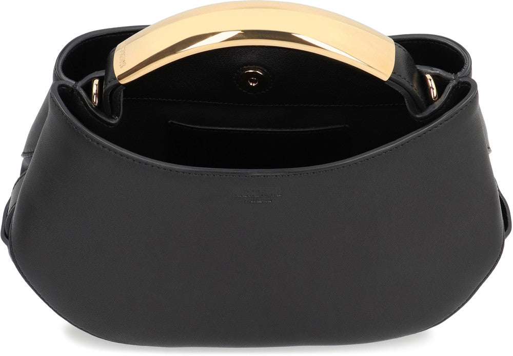 Black Curved-Handle Medium Satchel 4