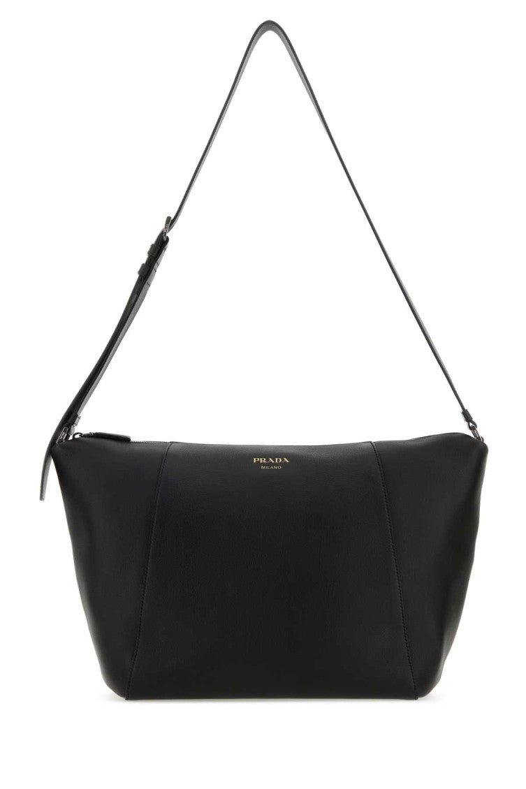 Black logo-stamp crossbody bag 1