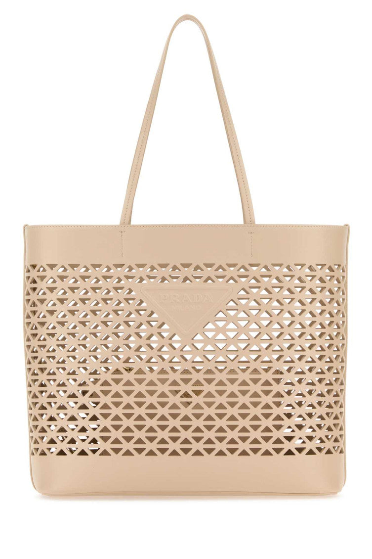 Beige Leather Tote Bag 1