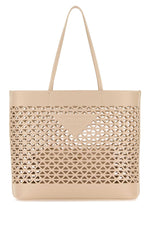 Beige Leather Tote Bag 1