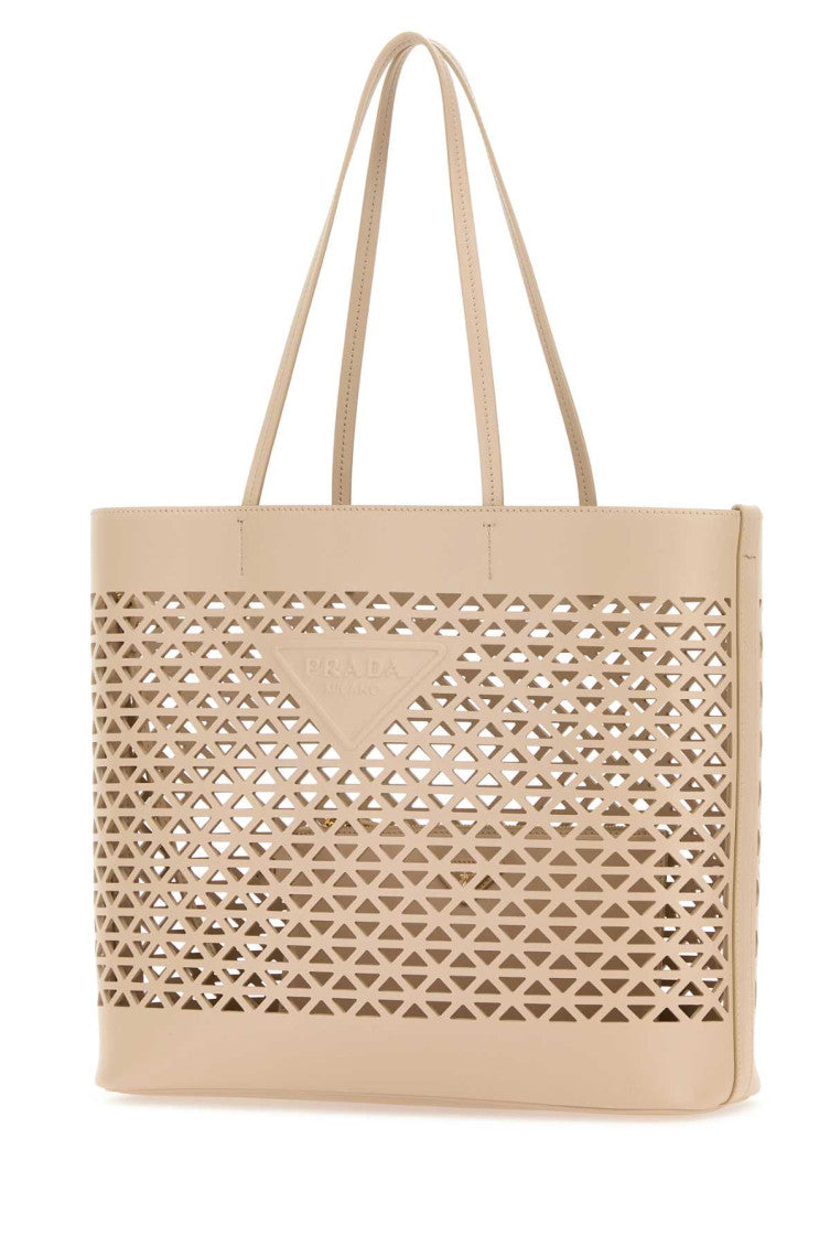 Beige Leather Tote Bag 2