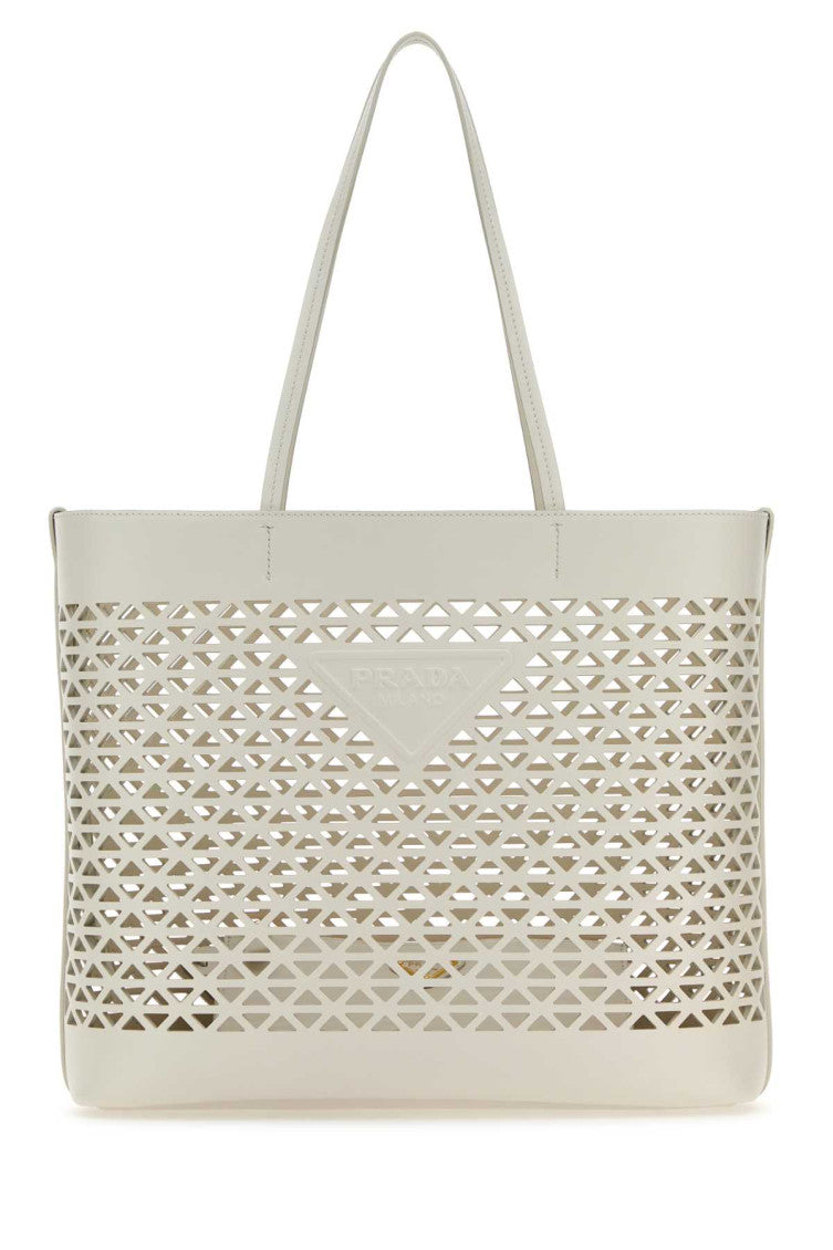 White Leather Tote Bag 1