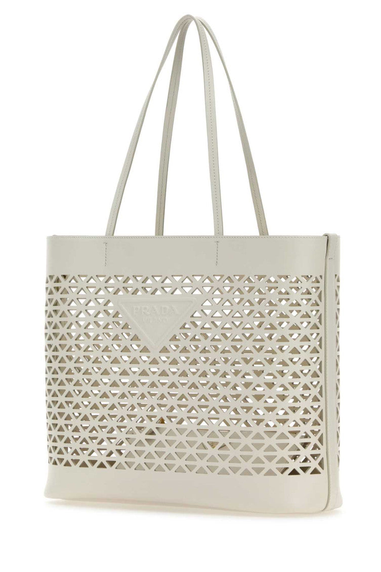 White Leather Tote Bag 2