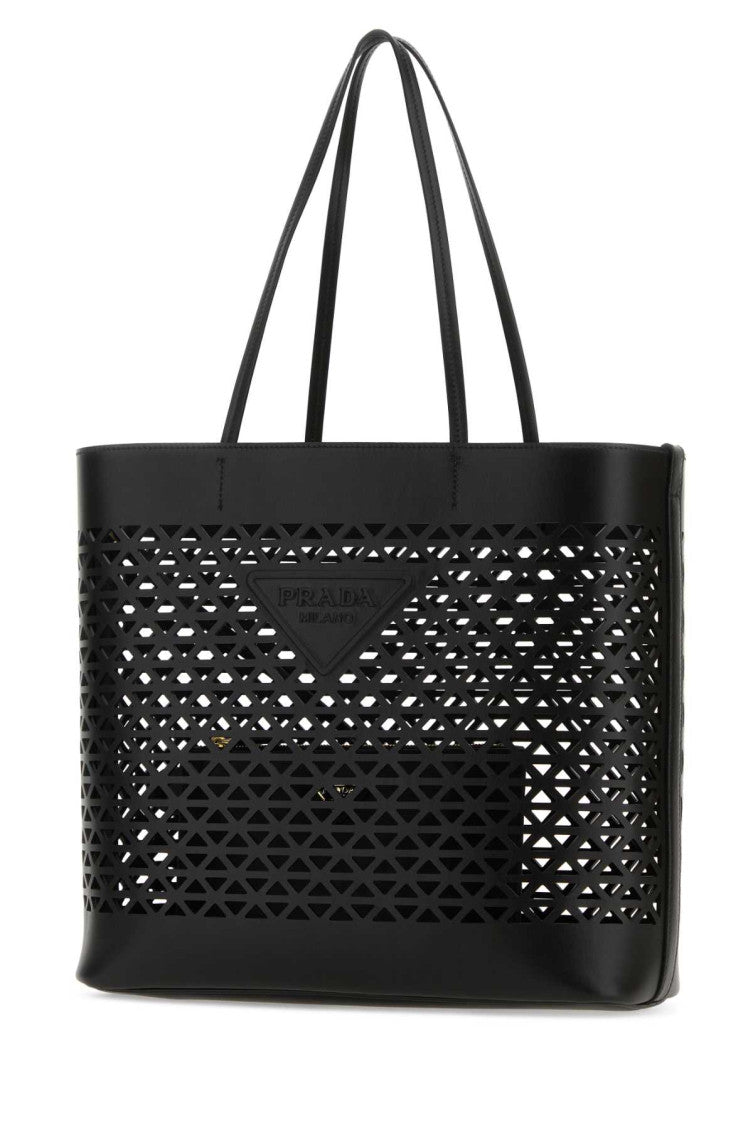 Black Leather Tote Bag 2