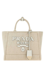 Light Beige Linen Large Tote Bag 1