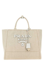Light Beige Logo-appliqué Large Tote Bag 1