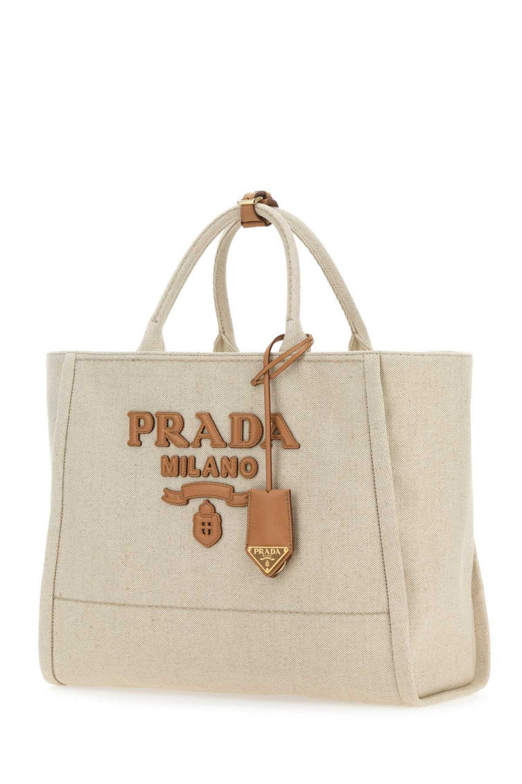 Light Beige Logo-appliqué Large Tote Bag 2