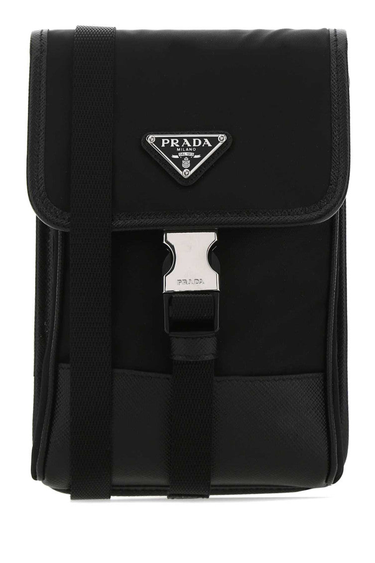 Black logo-plaque crossbody bag 1