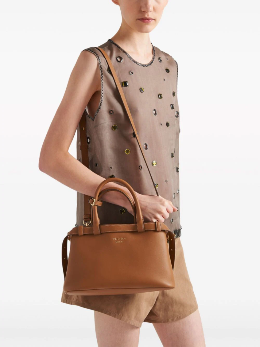 Brown leather small satchel bag 6