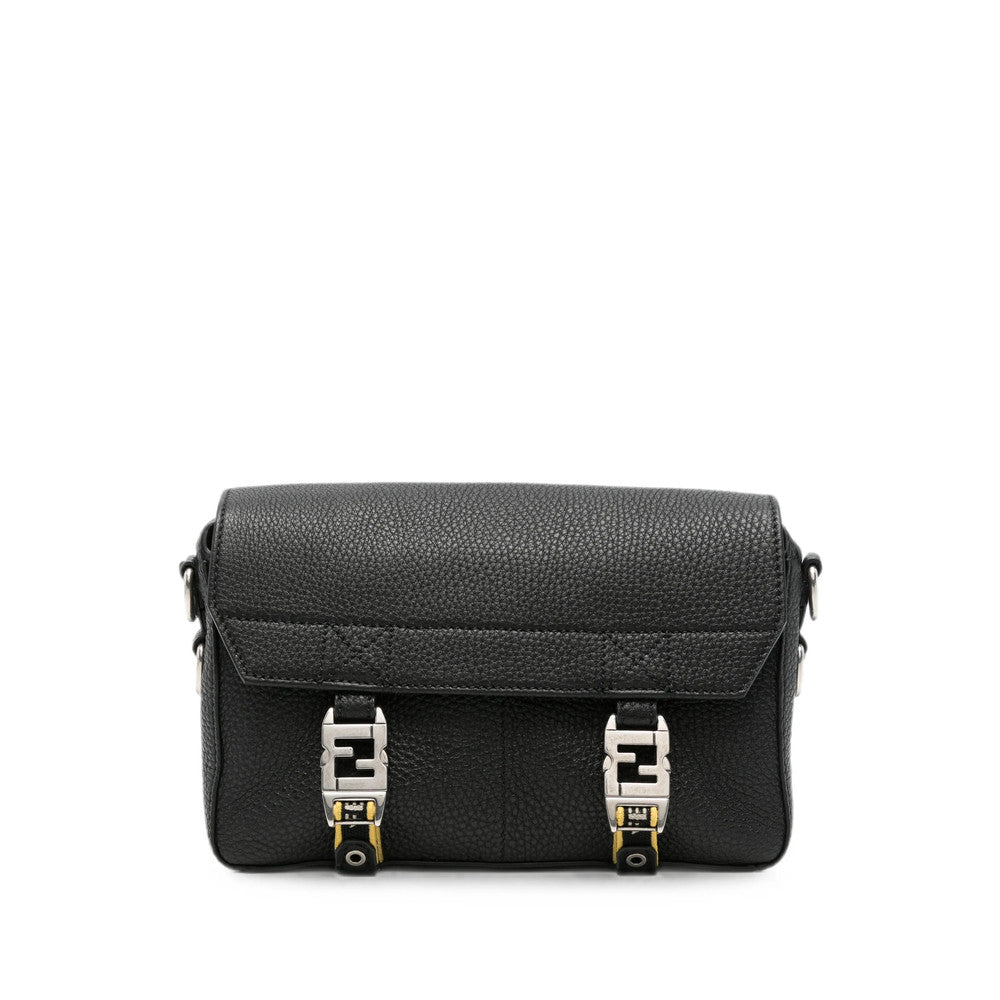 Black Textured Small Shoulder Bag 1