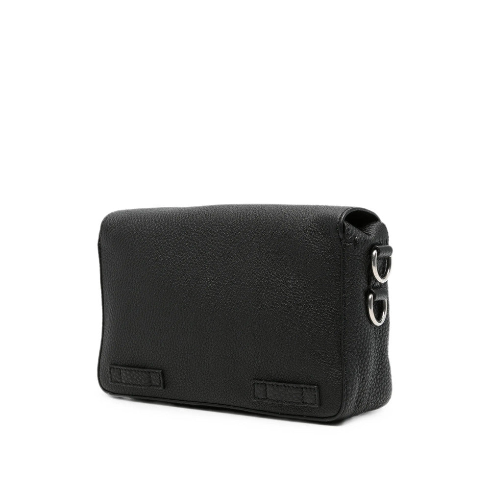 Black Textured Small Shoulder Bag 2