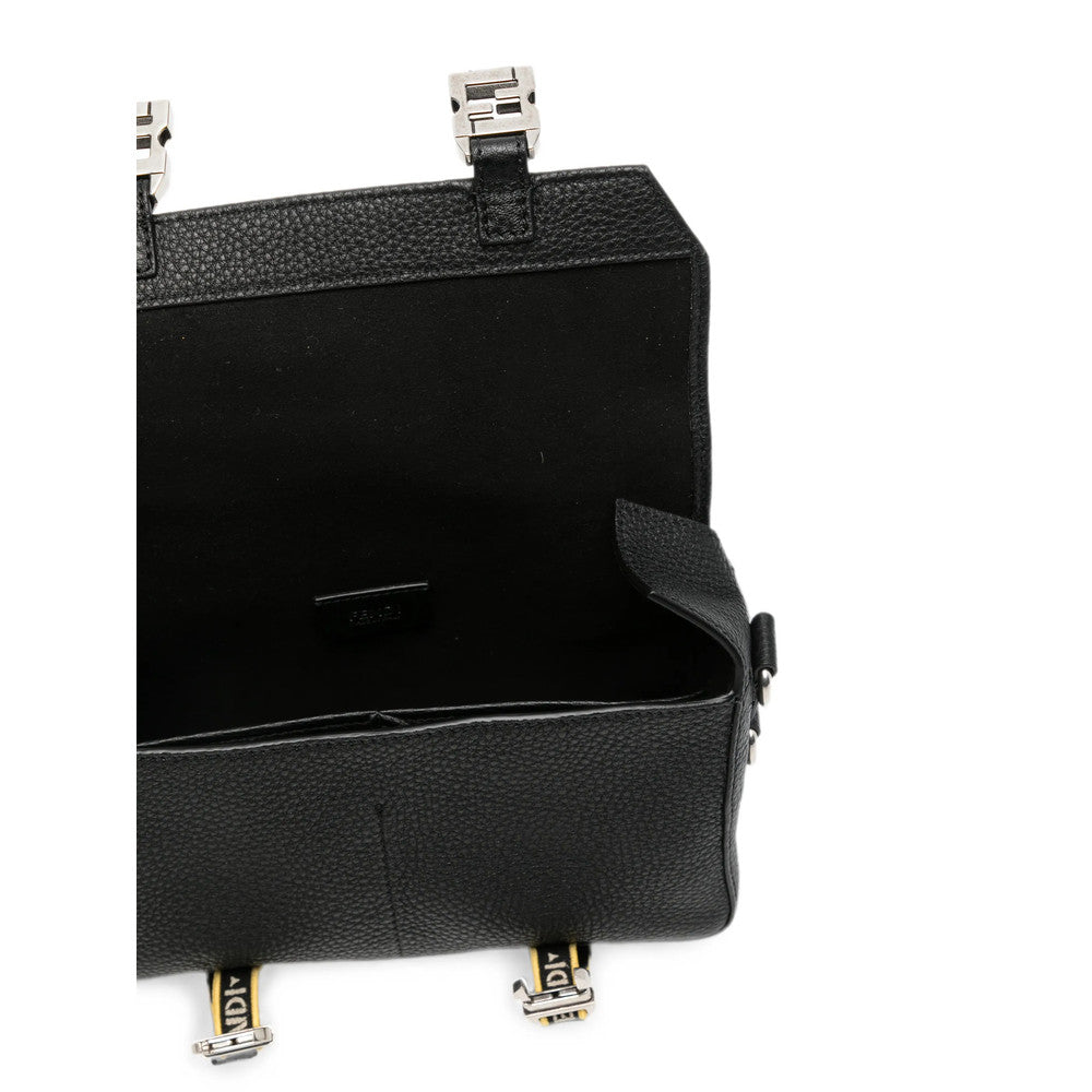 Black Textured Small Shoulder Bag 3