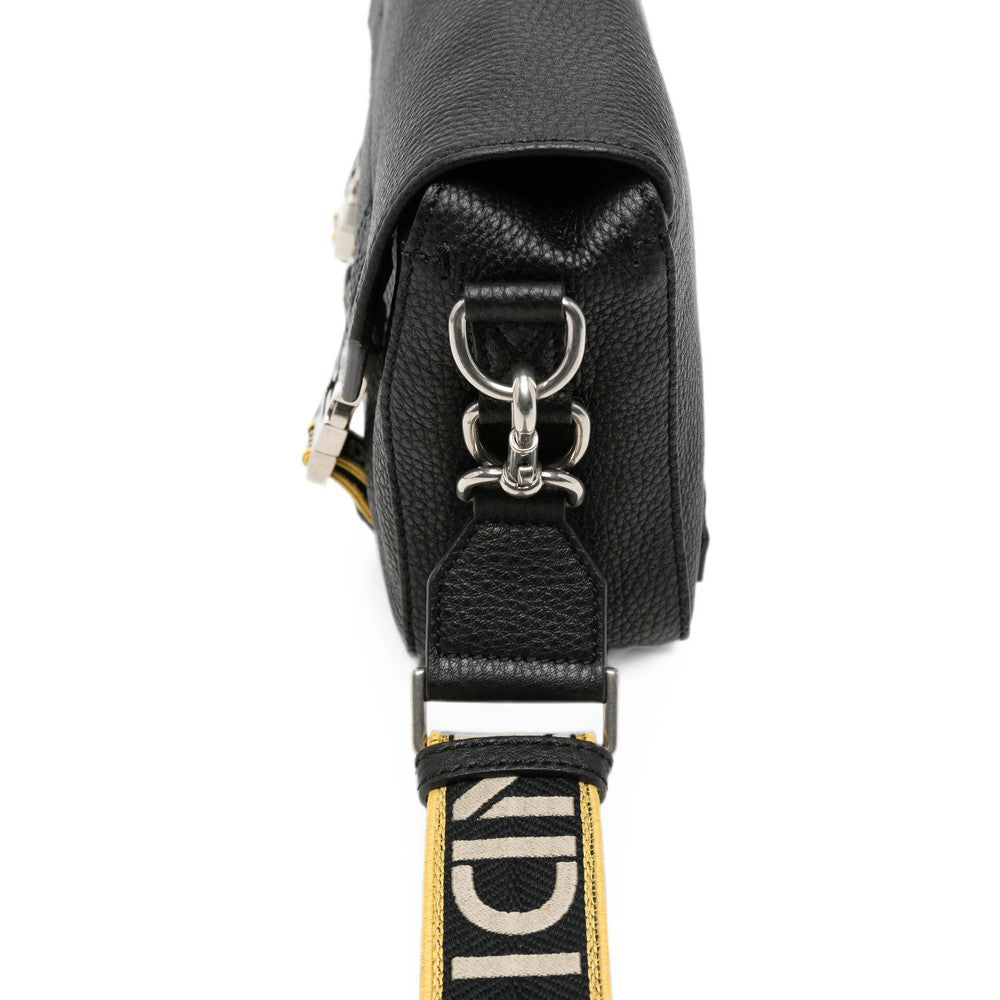 Black Textured Small Shoulder Bag 4