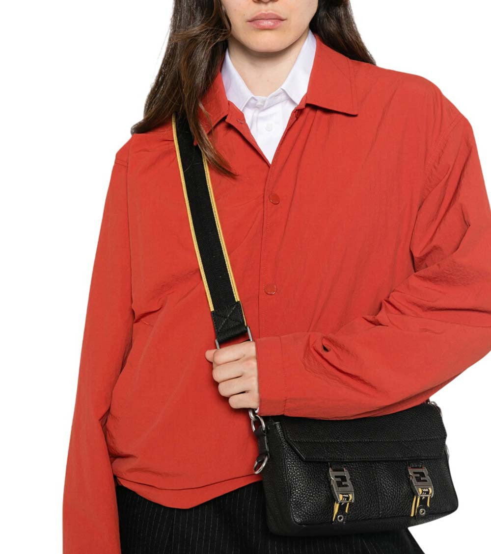 Black Textured Small Shoulder Bag 5