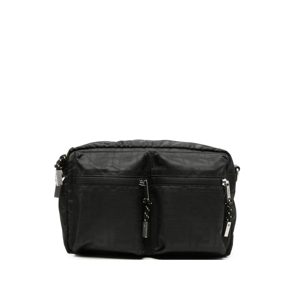 Black Textured Medium Crossbody Bag 1