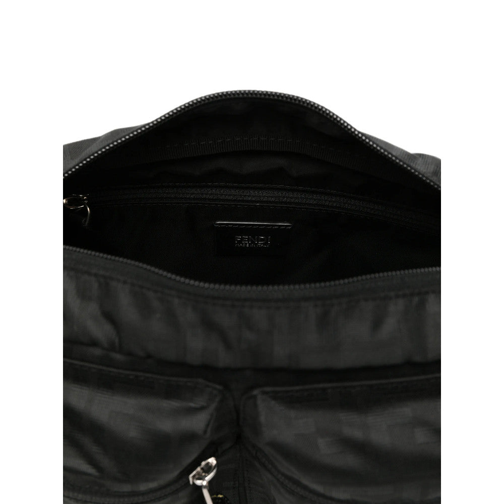 Black Textured Medium Crossbody Bag 3